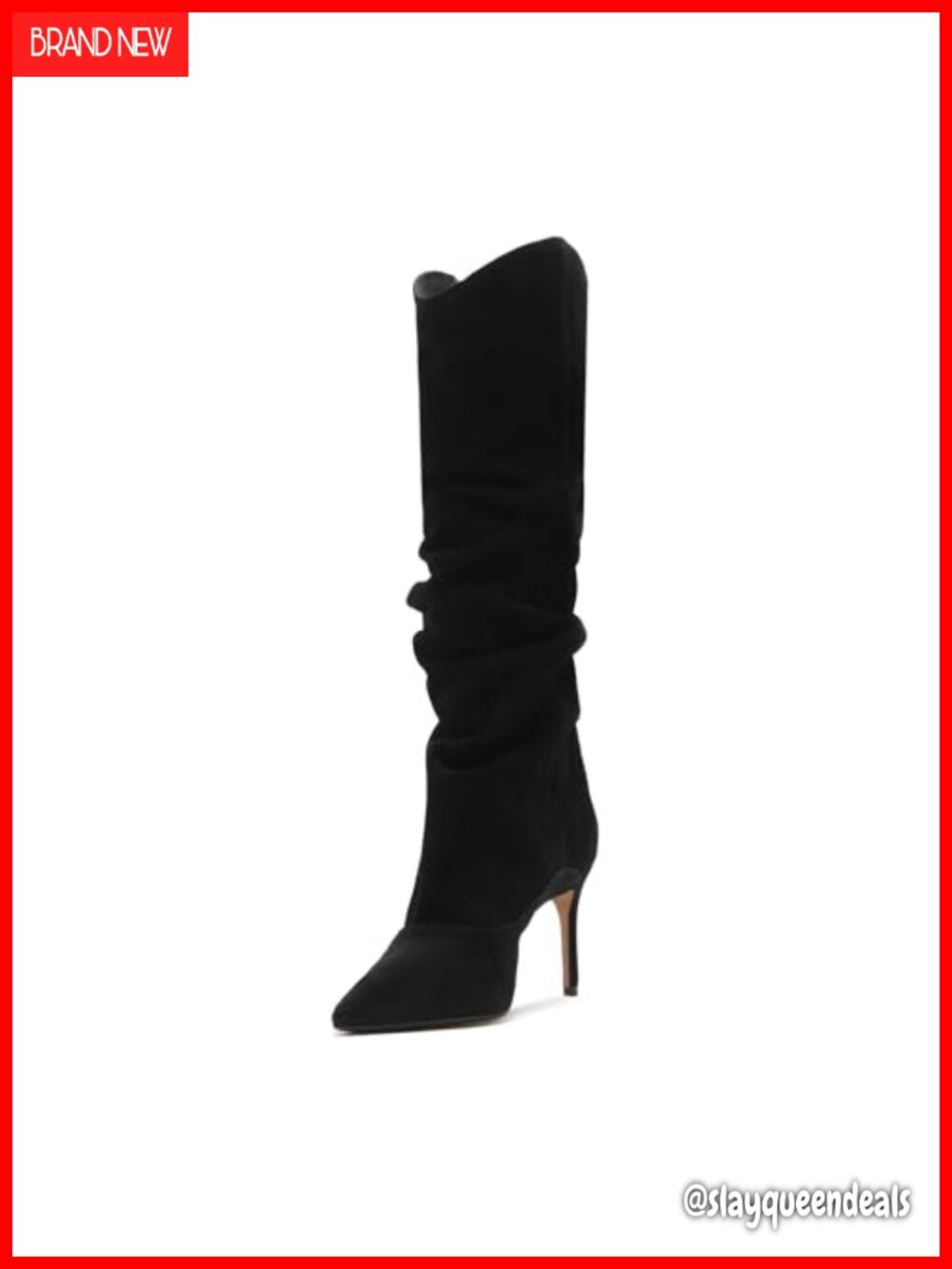 Suede Slouch Boots Pointed Toe Stiletto Knee High
